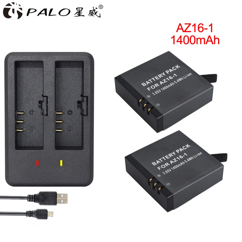 

AZ16-1 rechargable camera battery 3.85V 1400mAh Li-ion + battery charger for Xiaomi YI Lite 2 4K 360 Action Camera batteries