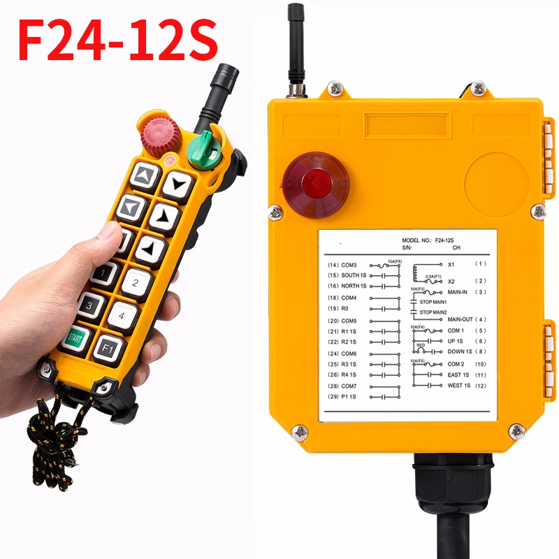 F24-12S controlador remoto Industrial elevador grúa 2 transmisores + 1 receptor 380V 220V 36V 24V 48V