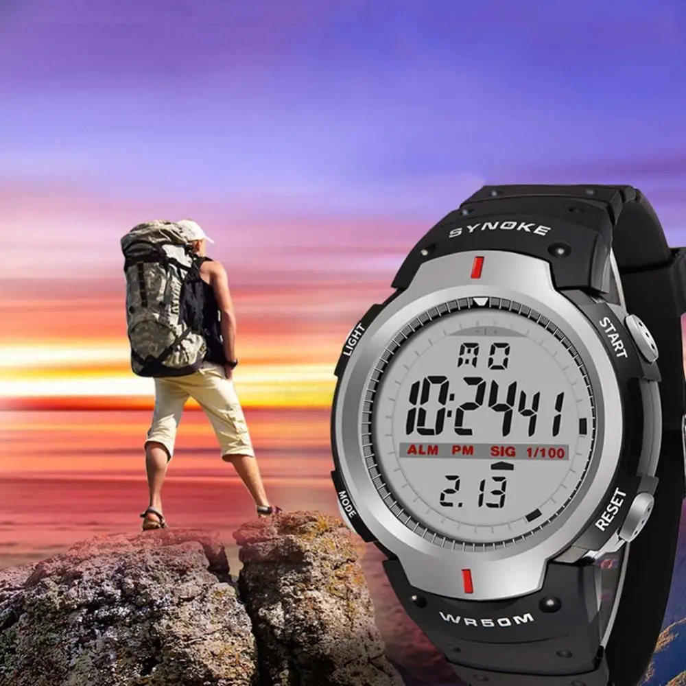 40%HOT Fashion Men\'s Outdoor Sports Luminous Week Date Alarm Digital Watch Waterproof Electronic Men\'s Watch