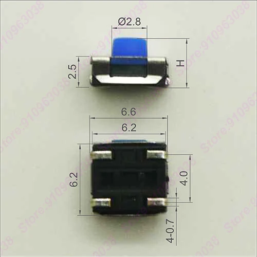 30PCS 6.2 X 6.2mm H=3.1/3.5/4.3/5.0mm Momentary Tactile Tact Switch Silicone Gel Push Button Rubber Head Key Switch