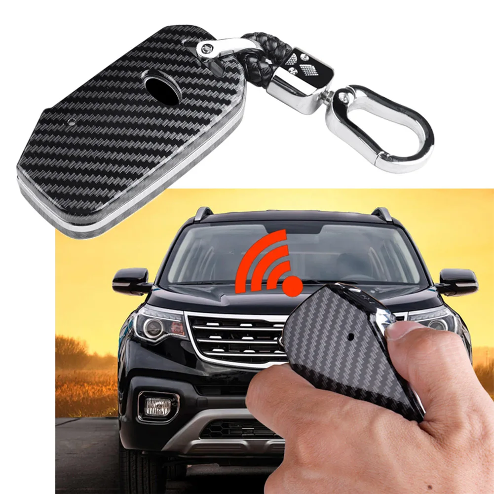 Car Key Fob Cover Key Protector Shell Carbon Fiber ABS For Kia Forte Telluride K3 K5 Optima Seltos Soul