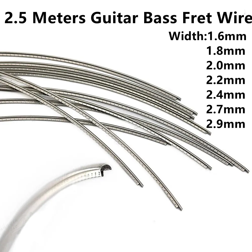 2.5 Meters Cupronickel Electric Bass Guitar Fret Wire 8FT Bass Guitar Fingerboard Fret Wire Copper Nickel Silver Gauge1.6-2.9MM