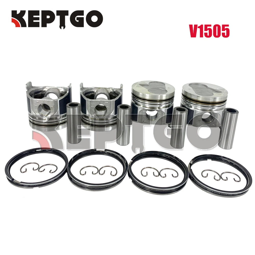 New V1505 Piston + Rings Kit Set STD For Kubota Engine (4 set)