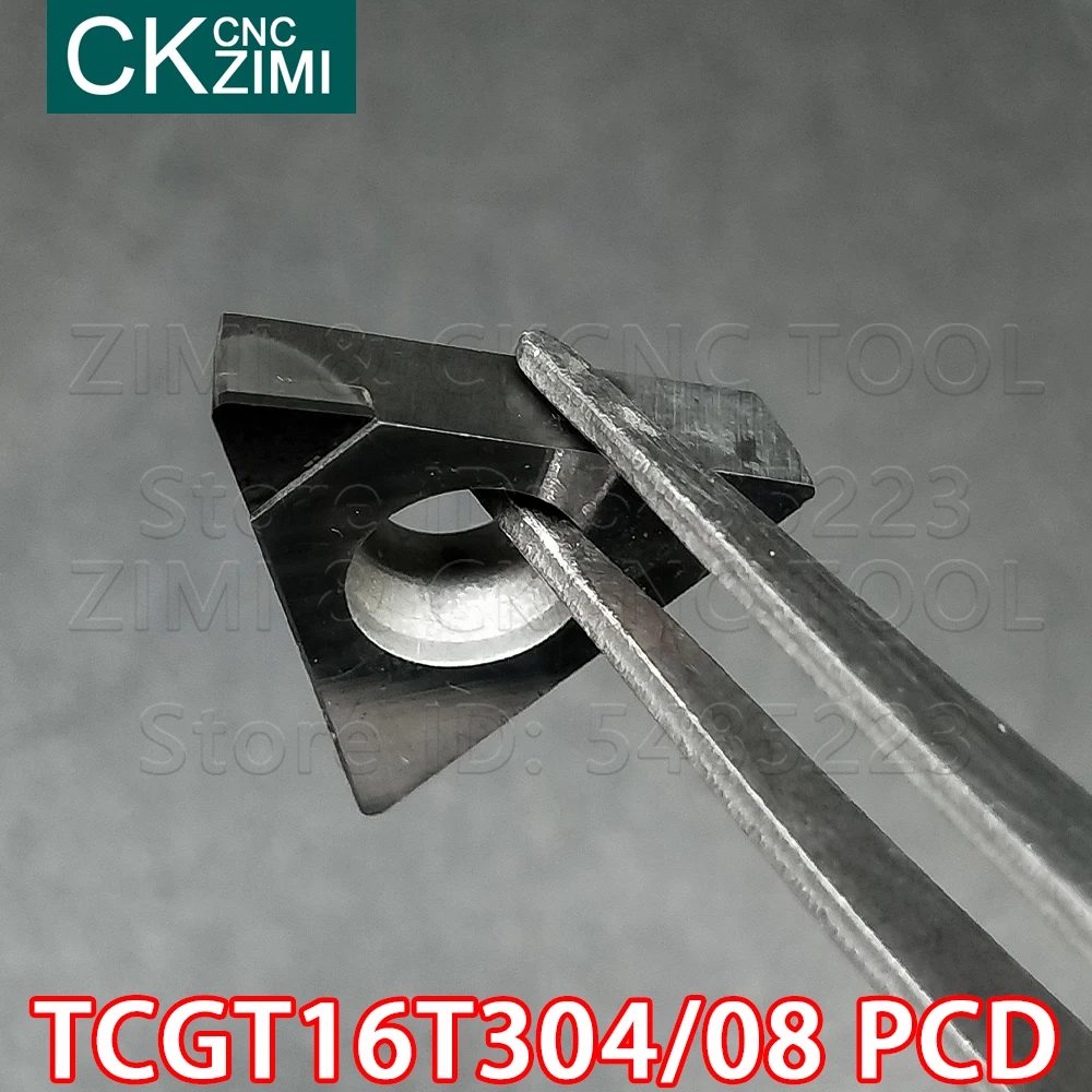 TCGT16T304 PCD TCGT16T308 PCD แทรกเพชรกลึงแทรกเครื่องมือ CNC เครื่องกลึงโลหะเครื่องกลึงโลหะเครื่องมือ TCGT 16T3ทองแดงอลูมิเนียม