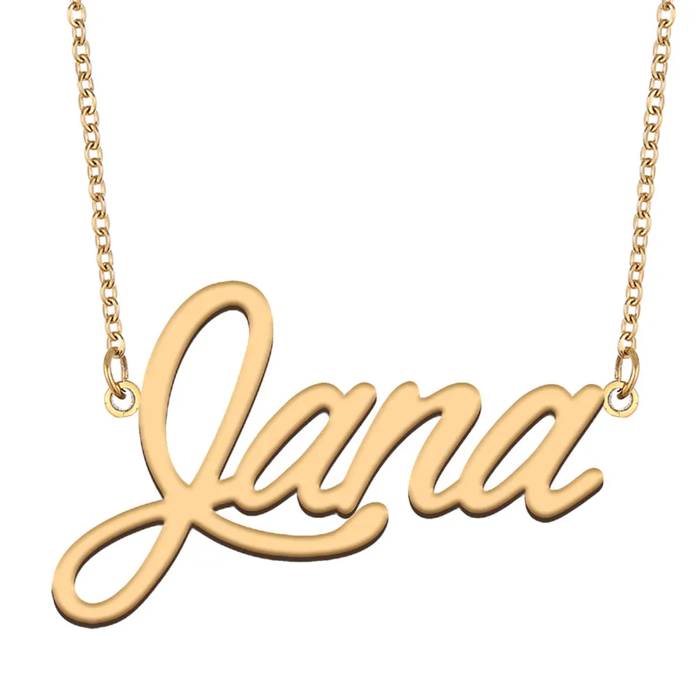 

Jana Name Necklace for Women Personalized Stainless Steel Jewelry Gold Plated Nameplate Pendant Femme Mothers Girlfriend Gift