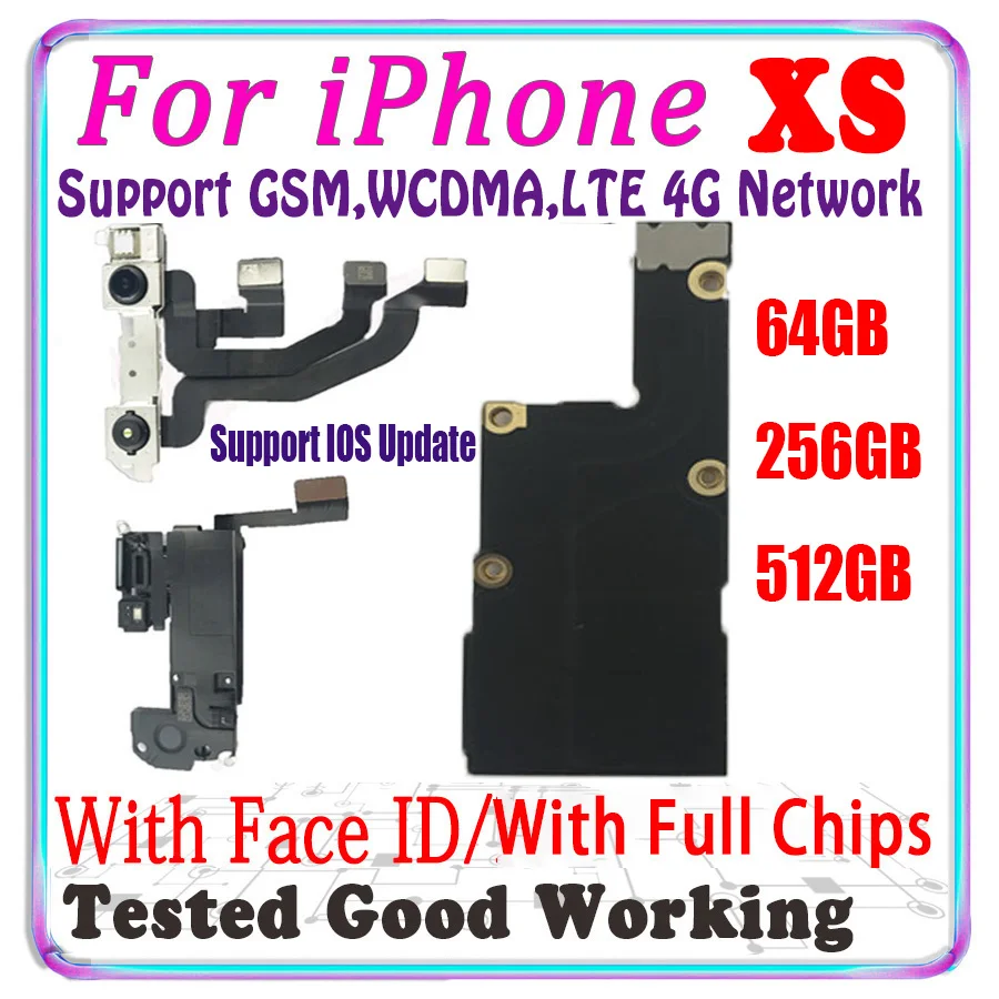 

Материнская плата Wokring для iPhone XS X S, материнская плата 5,8 дюйма с распознаванием лица, 512 ГБ, 256 ГБ, 64 ГБ, логическая плата с поддержкой IOS, обновление бесплатного iCloud