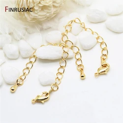 Bracciale fai da te Collana Catena di estensione 80mm Lunghezza 14K Ottone placcato oro Chiusure a moschettone Catene di estensione coda per la creazione di gioielli