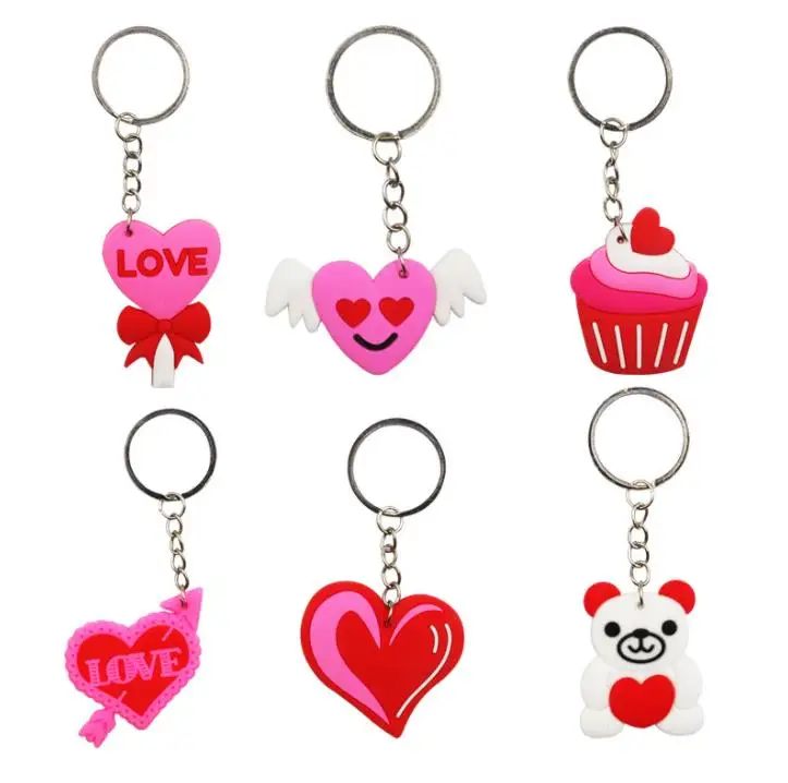 Valentine's Day Gift Romantic Love Keychain Pendant Bear Cake Heart Shaped Key Chain Luggage Decoration Keyring SN2097