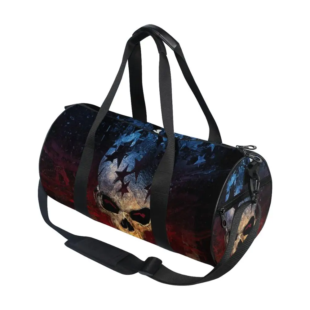 

ALAZA Sports Training Gym Bag waterproof travel bags Skull Printing big cabin luggage black color weekend duffle bags sac 2020