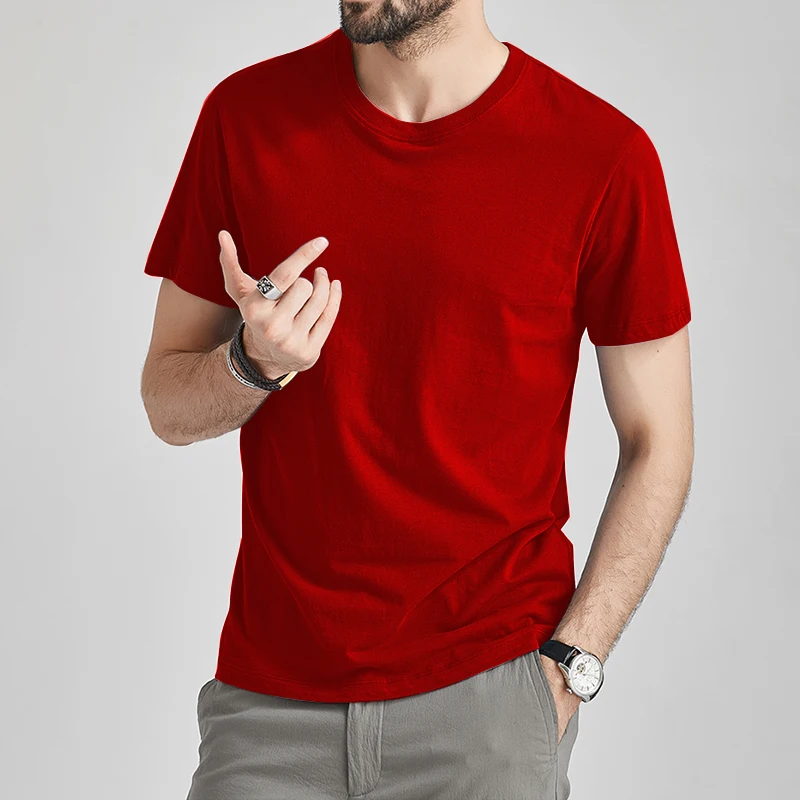 Camisetas de verano para hombre, Camiseta corta de algodón para mujer, camisetas lisas sólidas, camiseta roja para mujer, Camiseta con cuello redondo de talla grande 5XL