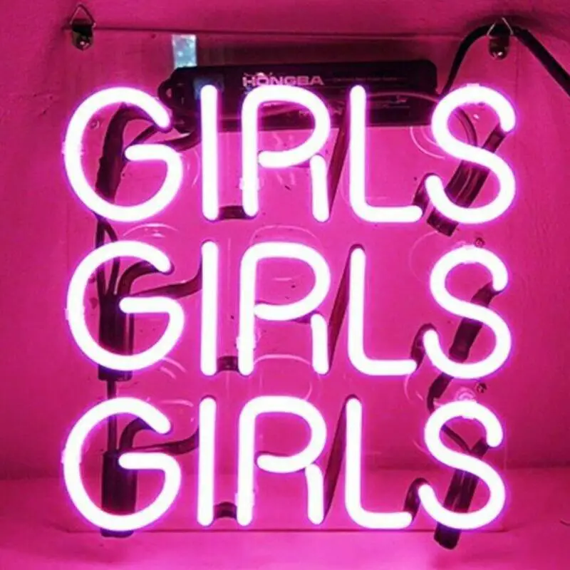 Custom Pink Girls Girls Girls Blue White Red Pink Deep blue Purple Turquoise Green Yellow Glass Neon Light Sign Beer Bar