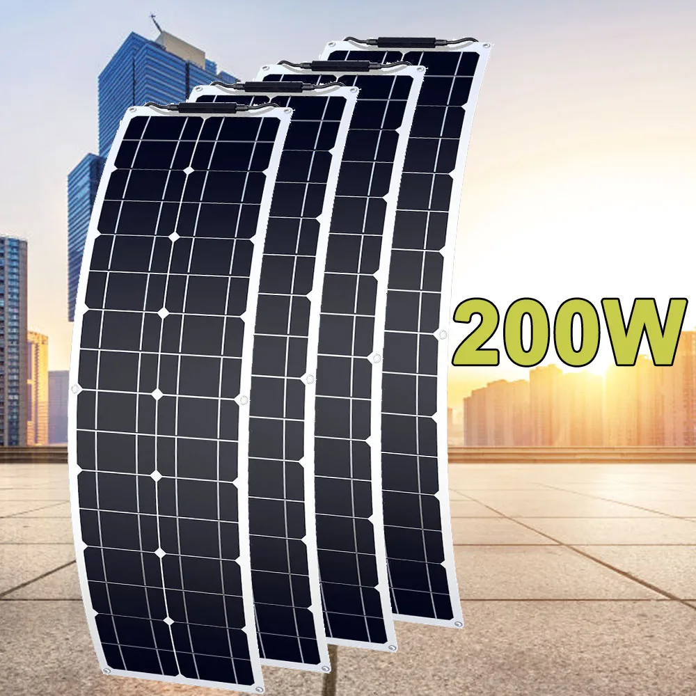 

50w 2pcs 3pcs 100w 200w 12v Panel Solar Para Casa 150w Semi Flexible Solar Panels for Home Camping RV Boat