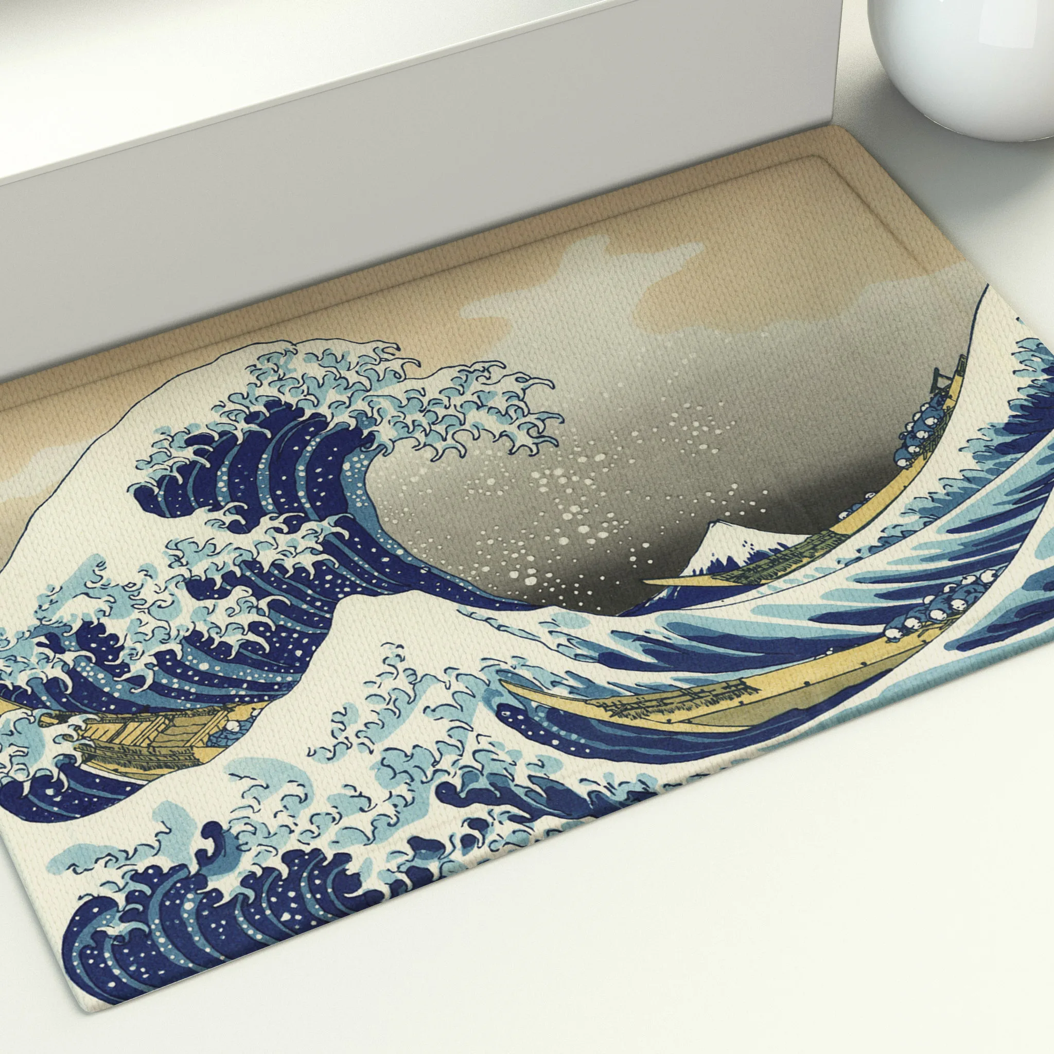 Wave Sea Kanagawa Floor Mat Japanese-style Water Printed Entrance Doormat Home Living Room Carpet Bathroom Decor Mandala Rugs