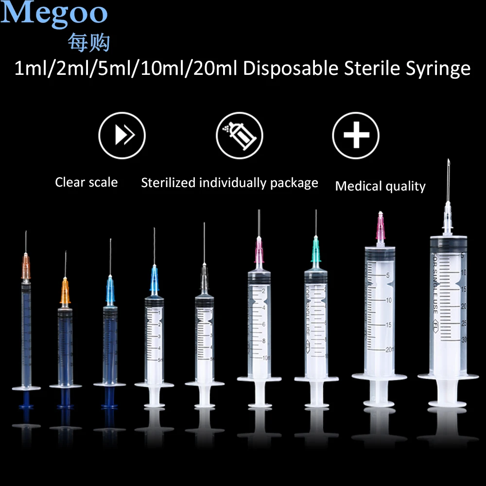 

10Pcs Disposable Syringe With Needle Tips For Liquid Glue Oil Ink Hydroponic Industry Dispensing Measuring Injection Syringe