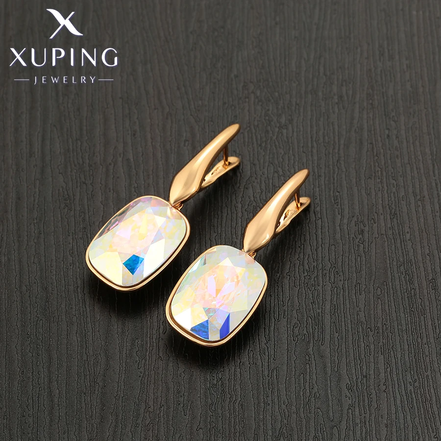 Xuping Jewelry Fashion Luxury New Arrival Square Crystals Earrings for Women Christmas Gift 610412689