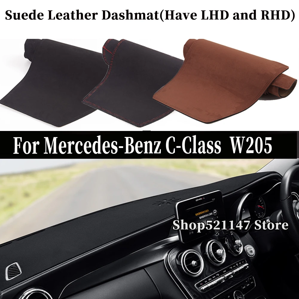 

Accessories Suede Leather Dashmat Dashboard Covers Dash Mat Carpet For Mercedes-Benz C Class W205 S205 c180 c200 c260 C300 C63