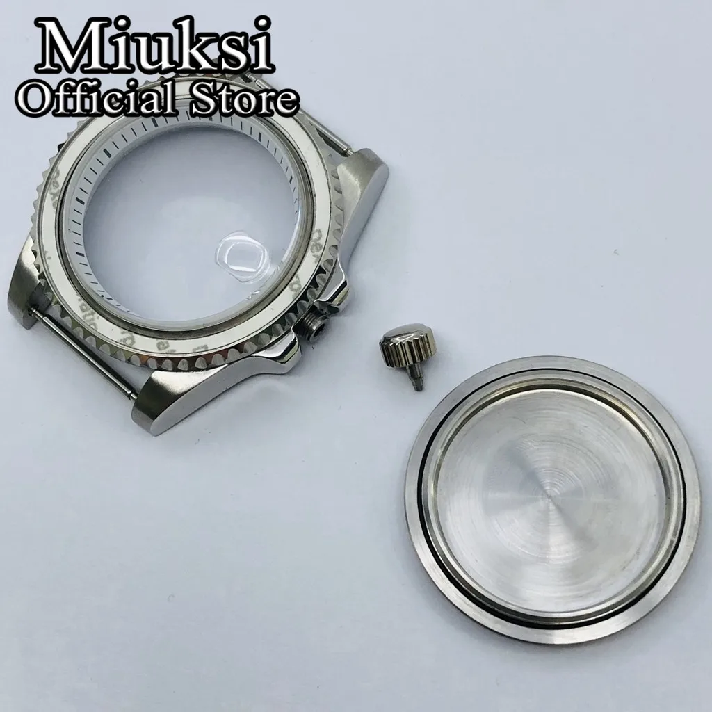 Miuksi 40mm silver rose gold black new watch case ceramic bezel sapphire glass chapter ring fit NH35 NH36 ETA2824 movement