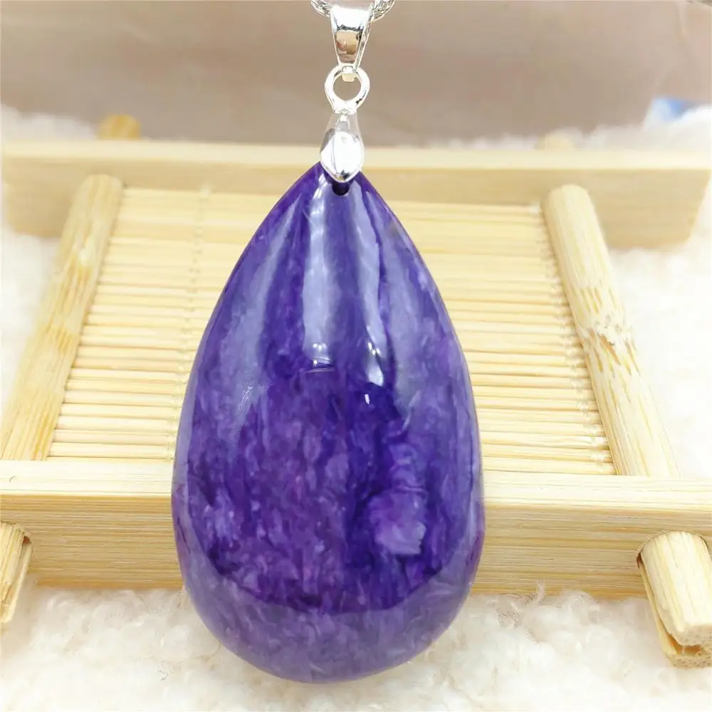 

Natural Charoite Purple Women Rhombus Pendant 43x25x11mm From Russia Necklace Jewelry Fashion Bead AAAAA