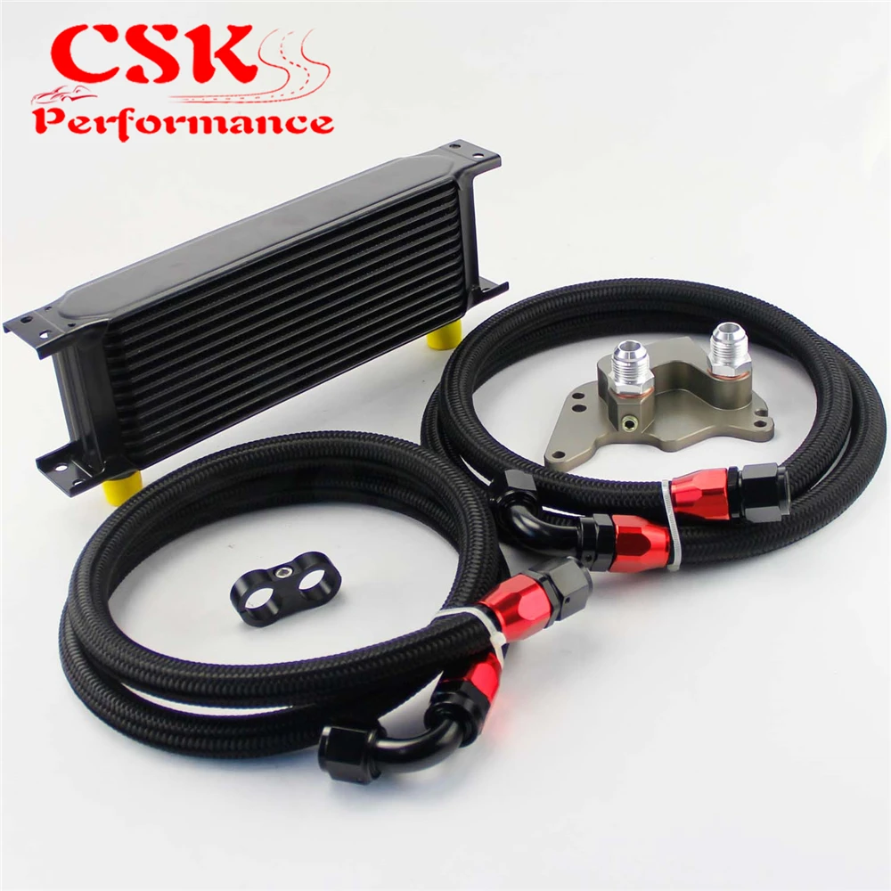 13 Row 248mm AN10 British Oil Cooler Kit Fits For BMW Mini Cooper R56 Supercharger Black/Silver