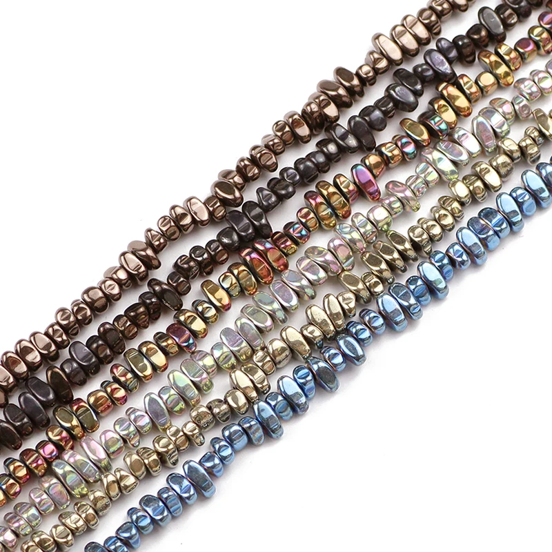HGKLBB Natural Stone irregular Gold Color Hematite gravel Chip Loose spacer beads for Jewelry making bracelet Necklace DIY 15\'\'