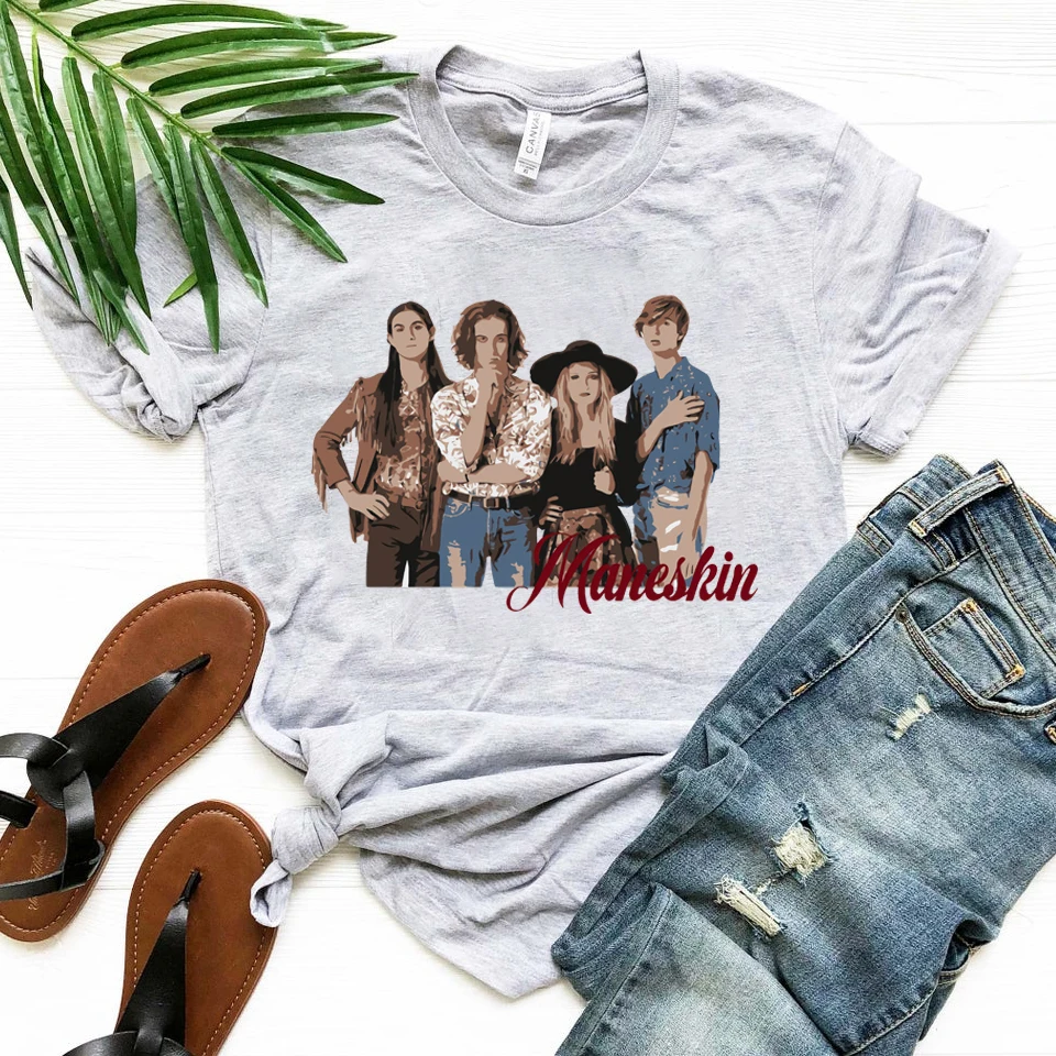 Vintage Maneskin Shirt Music Band  Maneskin Homage Tees Damiano David T-shirt Retro Aesthetic Tops