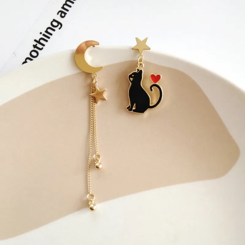 Chinese Style Folding Fan Crane Carp Lotus Asymmetrical Long Tassel Dangle National Style Earrings for Women Jewelry Gift