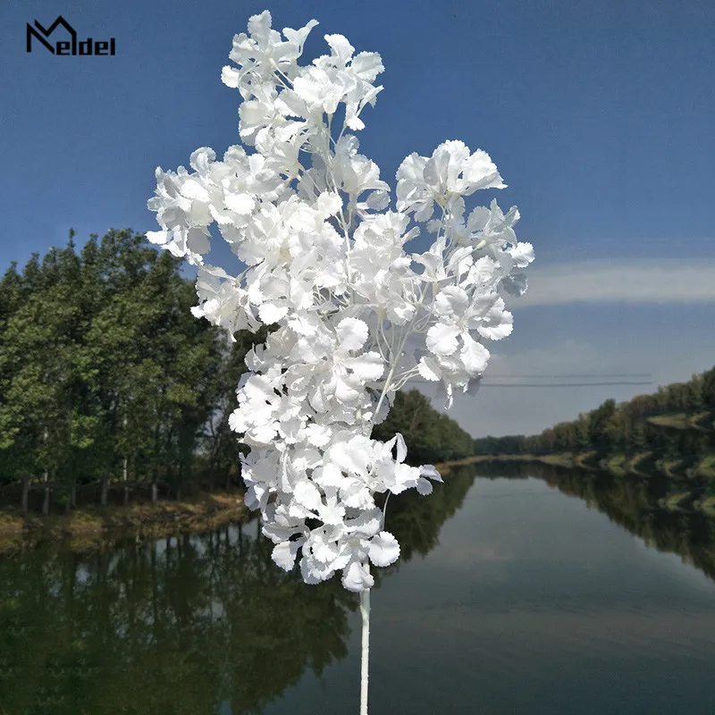 Meldel Artificial Silk Cherry Blossom Branch Wedding Decoration Simulation Sakura Flowers Home DIY Decor Valentine's Day Flowers