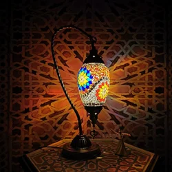 New Turkish mosaic swan table Lamp vintage art deco Handcrafted lamparas de mesa mosaicos Glass romantic bed light lamparas con