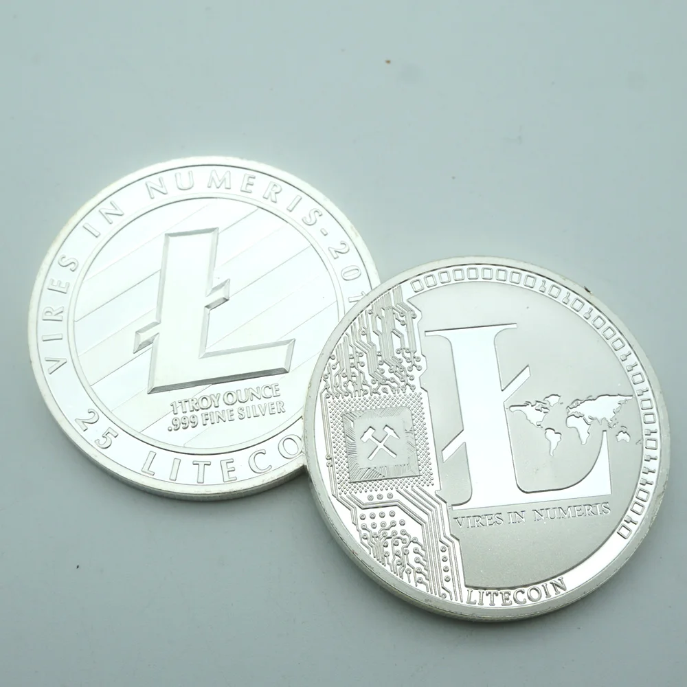 Litecoin  Virtual Currency Coin .999 Fine Silver Metal Gold Plated Physical Litecoin Bitcoin not Dogecoin