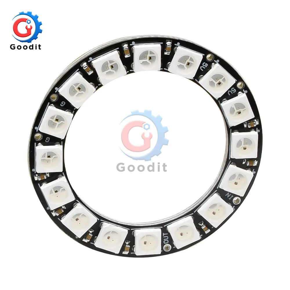 3Pcs LED PCB Board WS2812 RGB 5050 16 bit 1x16 Pixel Panel Matrix Screen WS2812B IC Led Module DC 4-7V