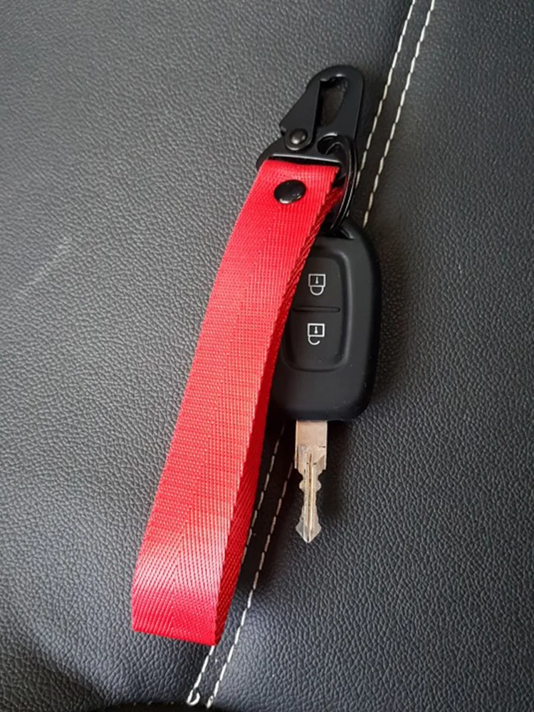 Red Car keytags Strap keychian Emblem Nylon Webbing Blue Strap Keychain Key Chain with Steel Spring Clip Lanyard Accessorie