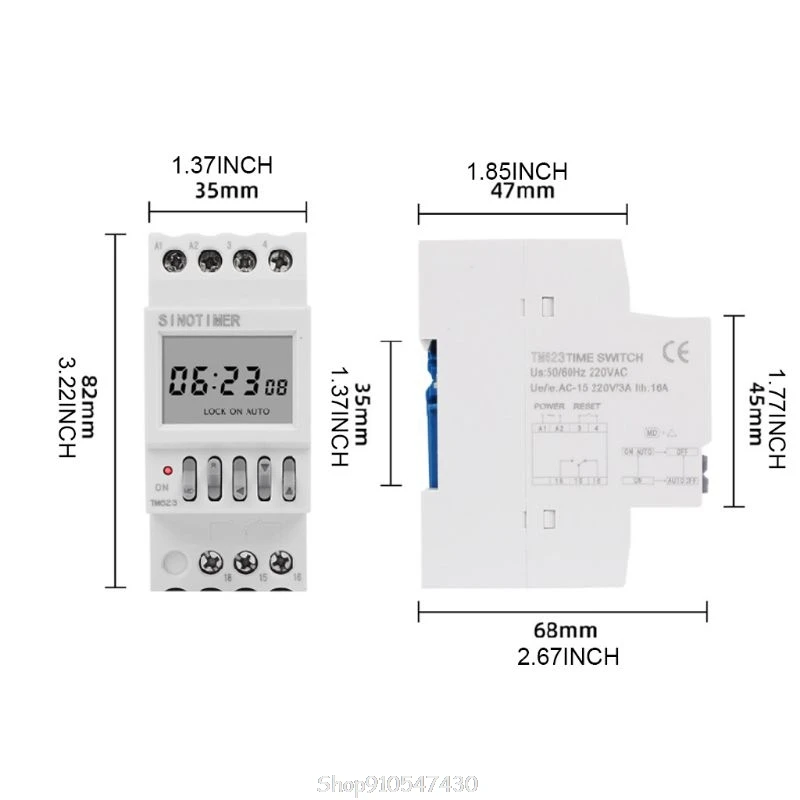 TM623 220V Programmable Astronomical Time with Longitude Display DIN Timer Controller O09 20 Dropship