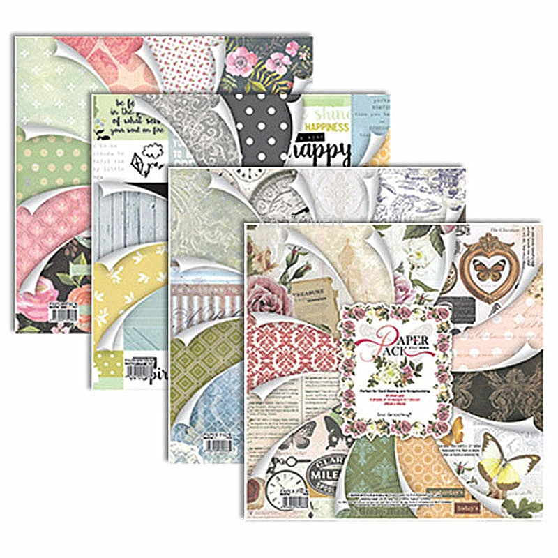 ENO Greeting 12inch Craft Paper  scrapbooking paper set vintage flower garden background papers for card making papercraft