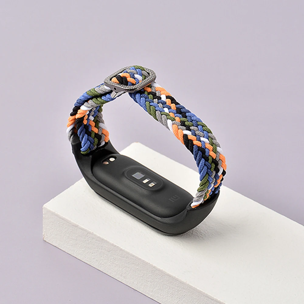 Bracelet for Mi band 7 6 Strap Elastic adjustable Nylon Braided Miband4 miband 5 correa Wristband for xiaomi Mi band 4 3 5 6 7