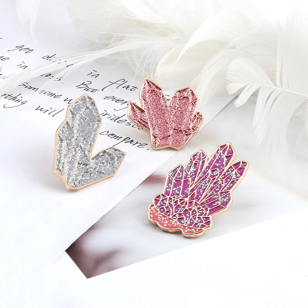 3 Style Beautiful Crystal Rock Enamel Pin High Quality Metal Brooches New Arrival Women Demin Coat Lapel Pin Jewelry Gift Friend