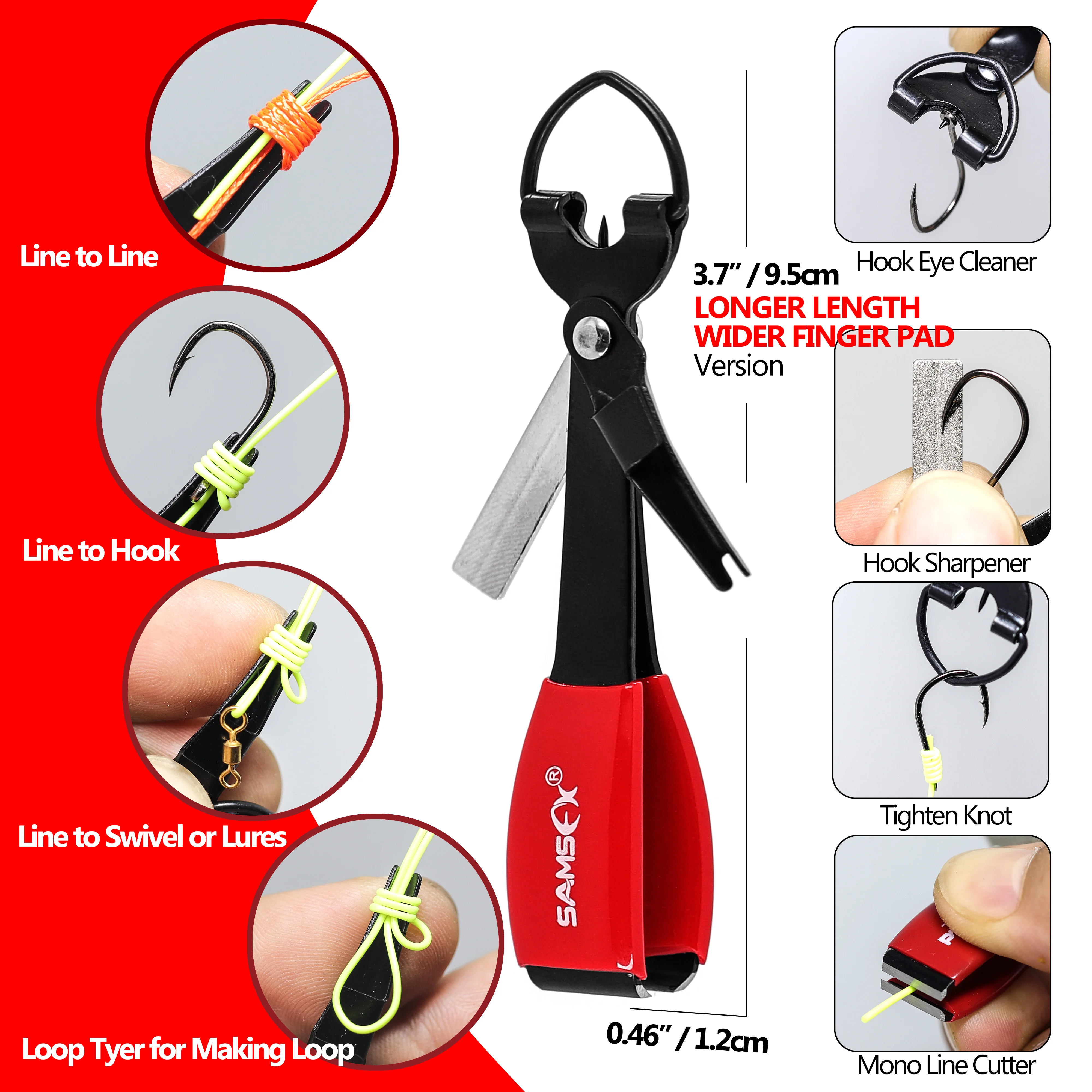 SAMSFX Pro Fast Tie Fishing Quick Knot Tool Nail Knotter Tying Line Cutter Clipper Nipper w/ Zinger Retractor Tackle Accessories