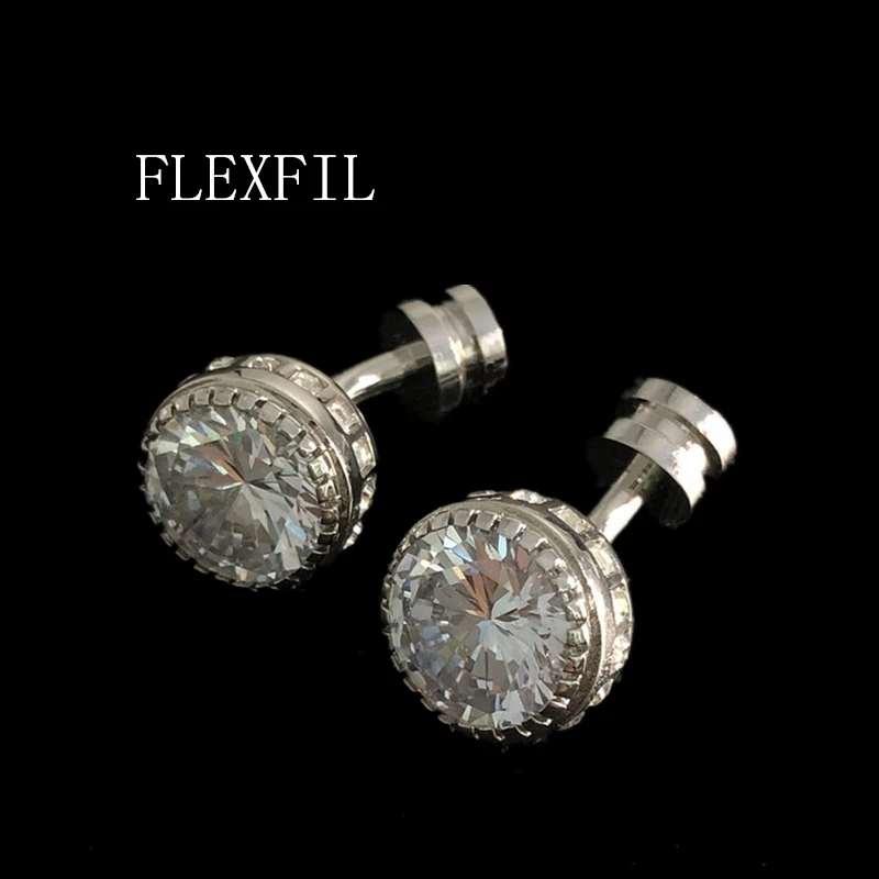 

FLEXFIL Luxury shirt cufflinks for men's Brand cuff buttons cuff links gemelos High Quality crystal wedding abotoaduras Jewelry