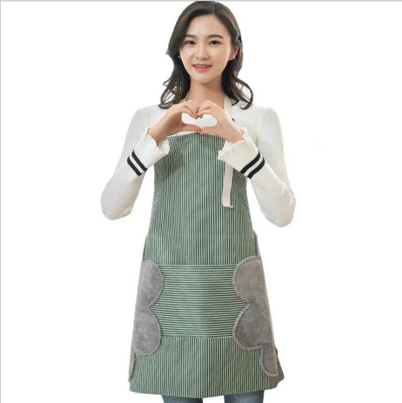 Striped Apron Can Wipe Hands Anti-Fouling Waterproof And Oil-Proof Ladies Halter Neck Waist Adjustable Kitchen Apron