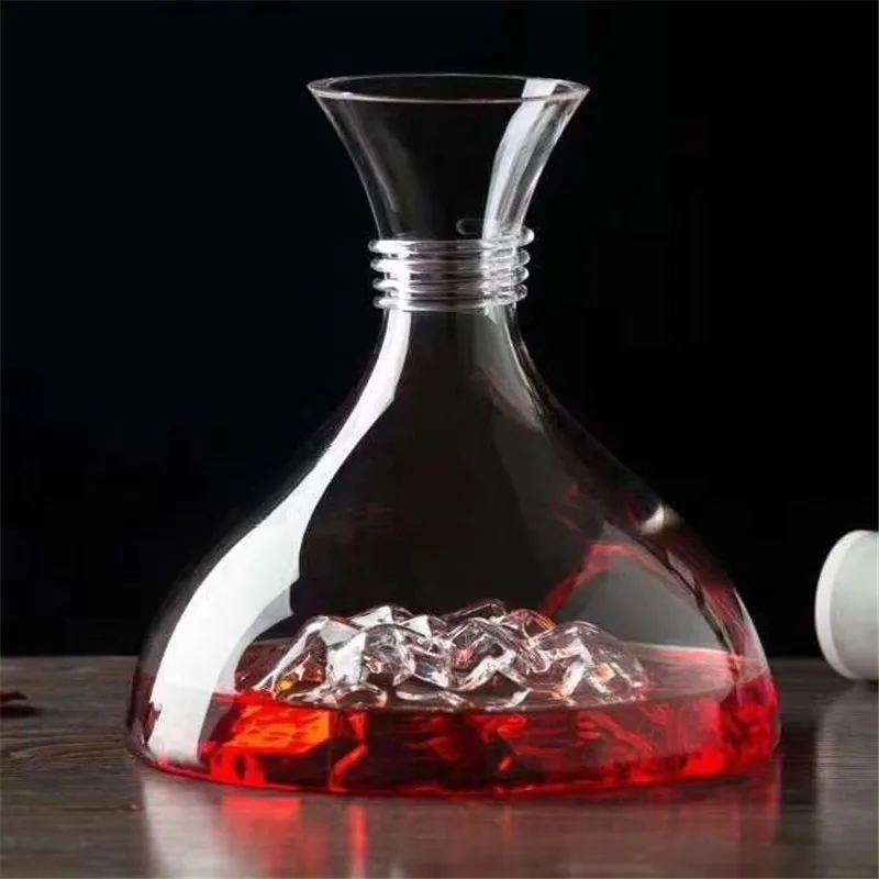 Handmade Lead-free Crystal Glass Large Red Wine Quick Decanter Household Wine Dispenser Pot Set Iceberg Decanter 1800ML