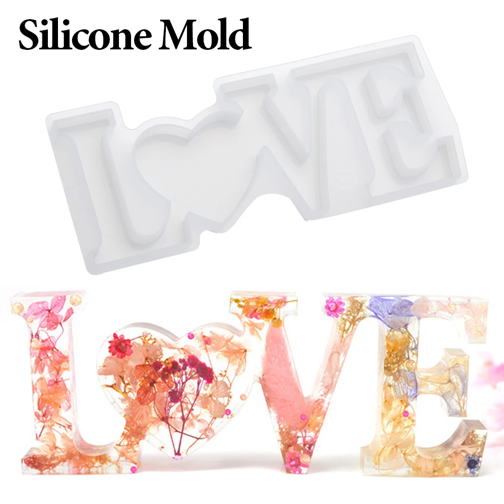 1 PC Heart Shape HOME LOVE Silicone Mould Letters Crystal Resin Mold DIY Crafts Casting MoldsHome Decoration Jewelry Making Tool view 3