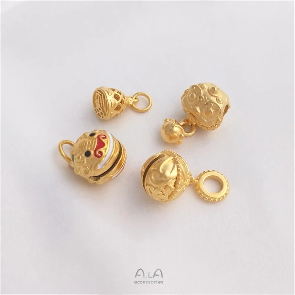 

Vietnam strong bao color sand gold huffing gold beast bell pendant will ring lion lion hand rope necklace DIY high-end pendant