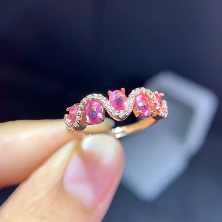 

Classic 925 Silver Pink Sapphire Engagement Ring for Woman 3mmX4mm Size Natural Gemstone Jewelry Precious Gift