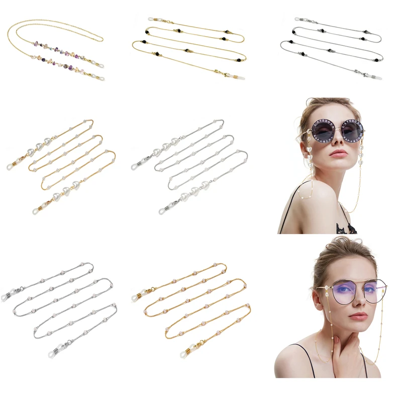 75cm Chic Reading Glasses Chain Women Elegant Pearl Beaded Sunglasses Cords Casual Eyeglass Strap Lanyard Eyewear Necklace