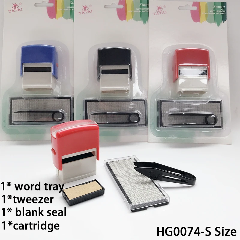 Letter Self-Inking Stamp Set Customized Rubber Stamp Kit Personalise DIY Business Name Number Address Printing Stamp Tweezers