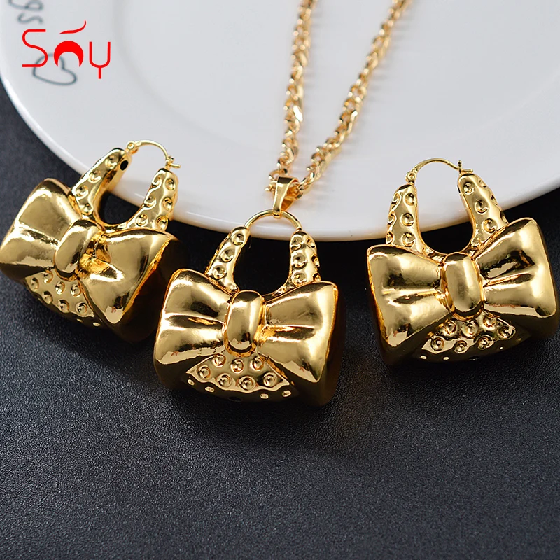 

Sunny Jewelry Fashion Jewelry Copper Jewelry Sets For Women 2021 New Design Necklace Earrings Pendant Hoop Earrings Bow Trend