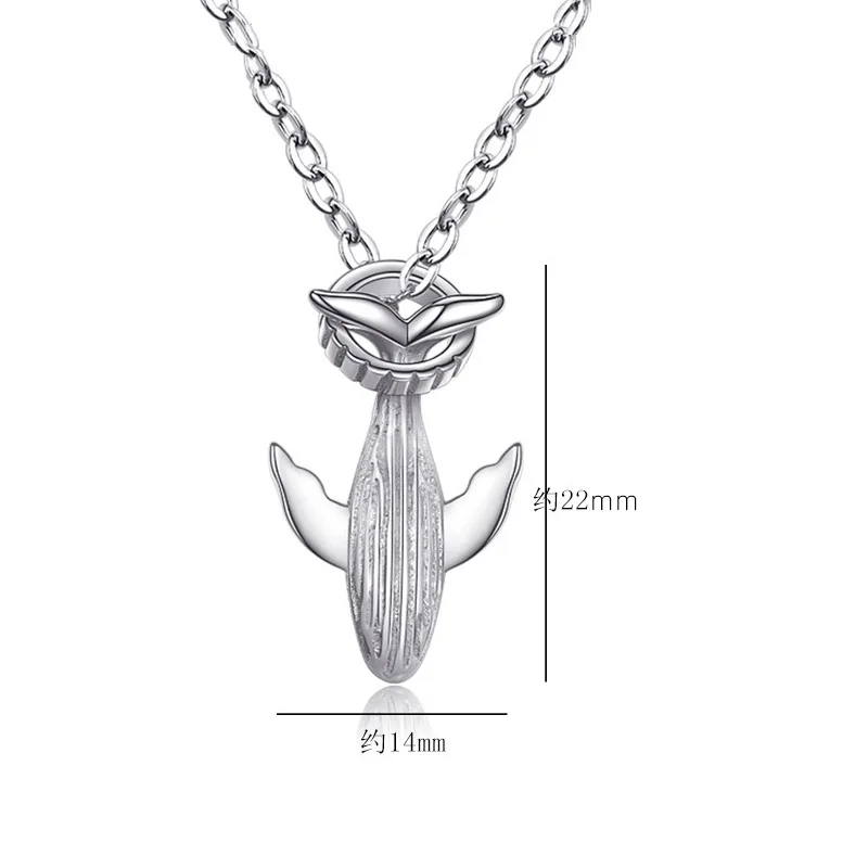 KOFSAC Simple Temperament 52 Hz Whale Couple Pendant 925 Sterling Silver Jewelry Necklaces For Women Men Anniversary Accessories