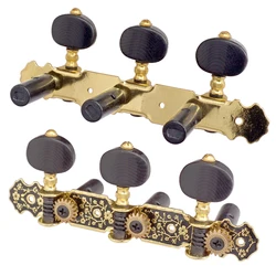 2pcs Gold&Black Plate Classical Guitar Strings Tuning Pegs Keys Tuners Musical Parts