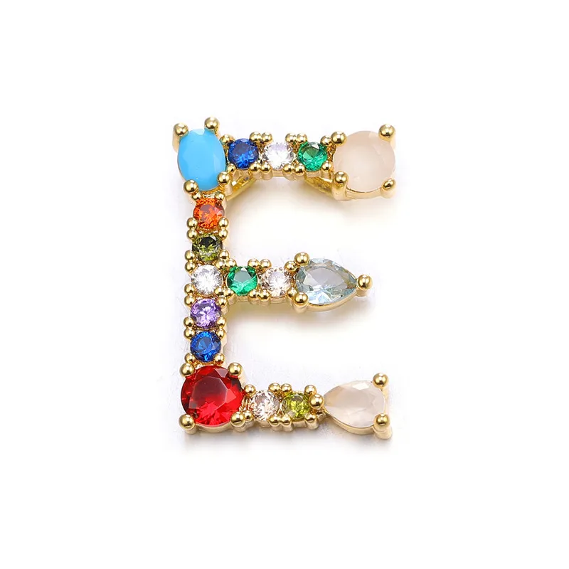 Juya handgefertigte 18K vergoldete Regenbogenkristalle, Opal-Edelsteine, 26 Alphabetbuchstaben, Anfangsbuchstaben-Anhänger für DIY-Namensschmuckherstellung – Detail 11