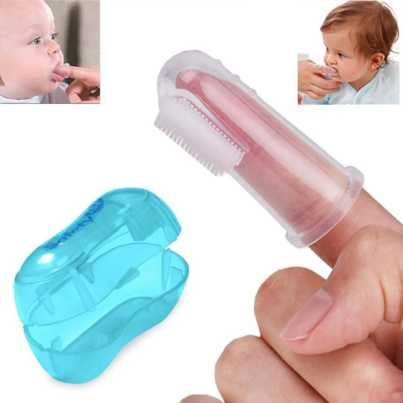 10/5 Set Baby Toothbrush Oral Care Soft Silicone Finger Toothbrush With Box Teether Massage Teeth Cleaning Brush Baby Care