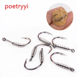 10pcs/lot High Carbon Steel Spring Hook Barbed Swivel Carp Jig Fly Fishing Hooks With Hole For Fishing Tackle Accessories jig